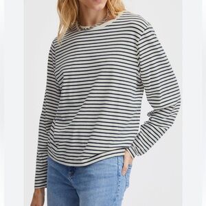 Ichi Cotton Striped Long Sleeve Top